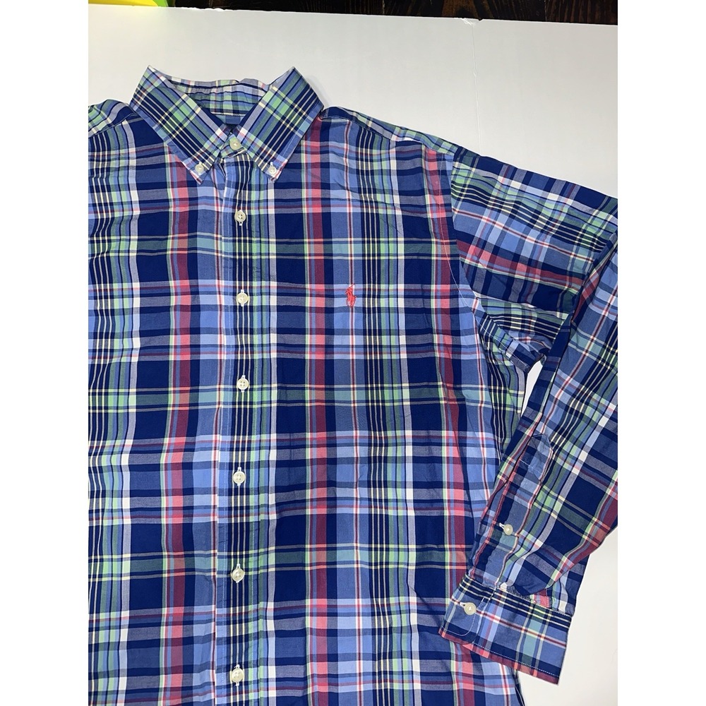 Ralph Lauren Polo‎ Large Button Down Colorful Plaid Long Sleeve